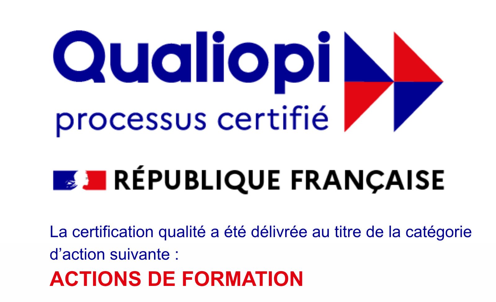 logo de qualiopi, processus certifié, bleu et rouge
