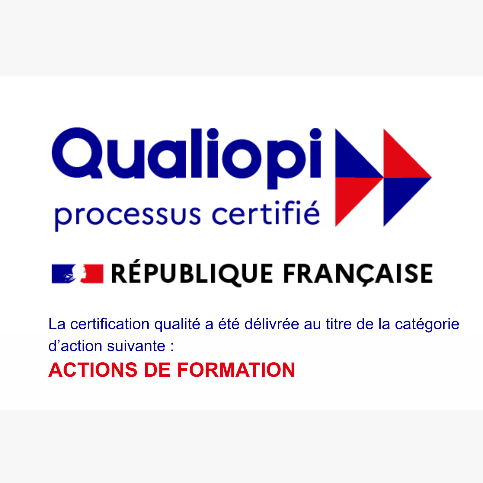 logo de qualiopi, processus certifié, bleu et rouge